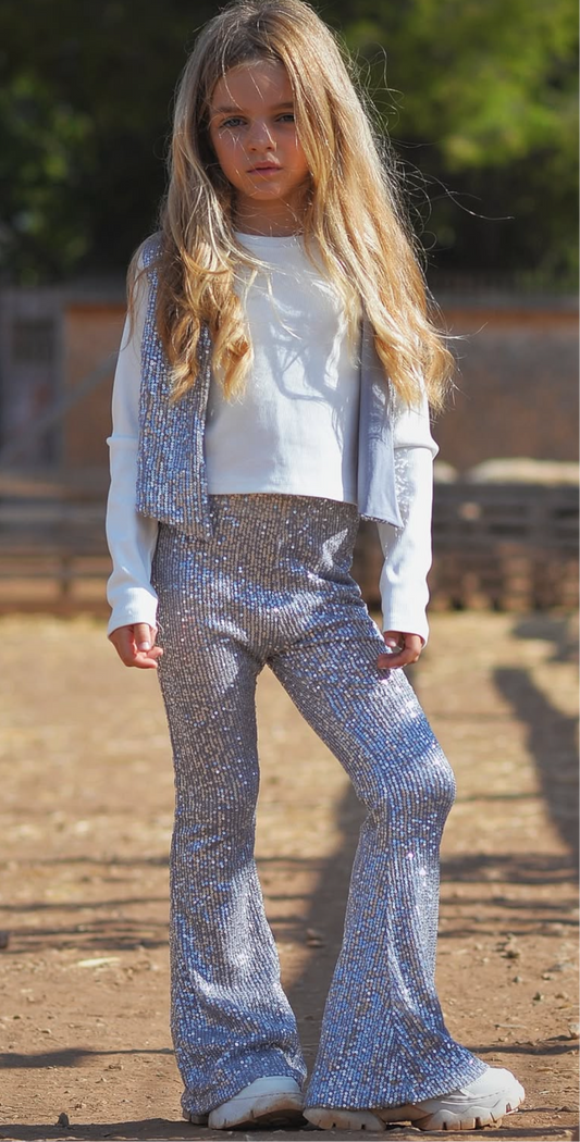 Silver shiny flare & vest
