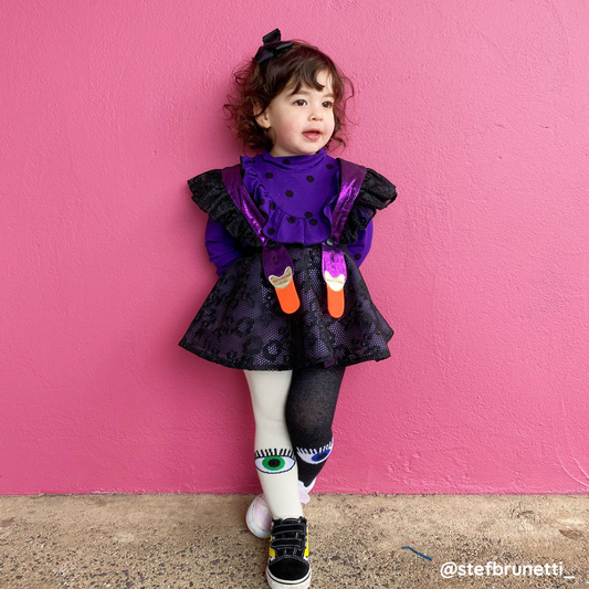 Bowie tights with feet (black & white)`