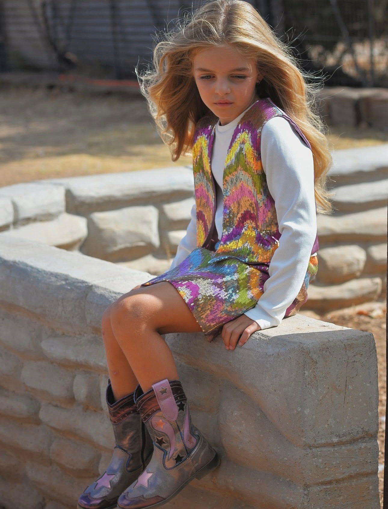 Disco ball mini skirt & vest