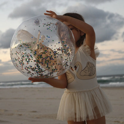 3D INFLATABLE BEACH BALL-COTTON CANDY GLITTER