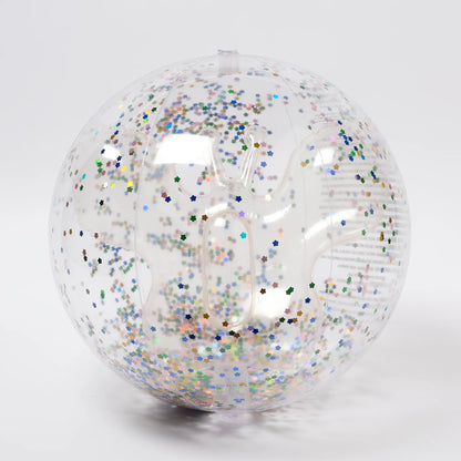 3D INFLATABLE BEACH BALL-COTTON CANDY GLITTER
