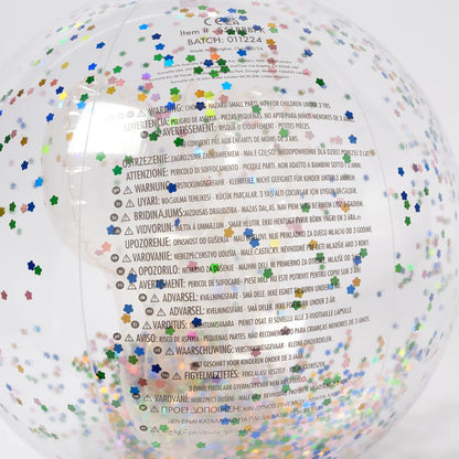 3D INFLATABLE BEACH BALL-COTTON CANDY GLITTER