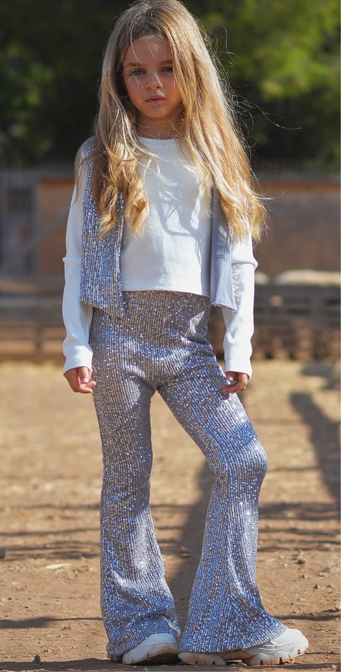 Silver shiny flare & vest