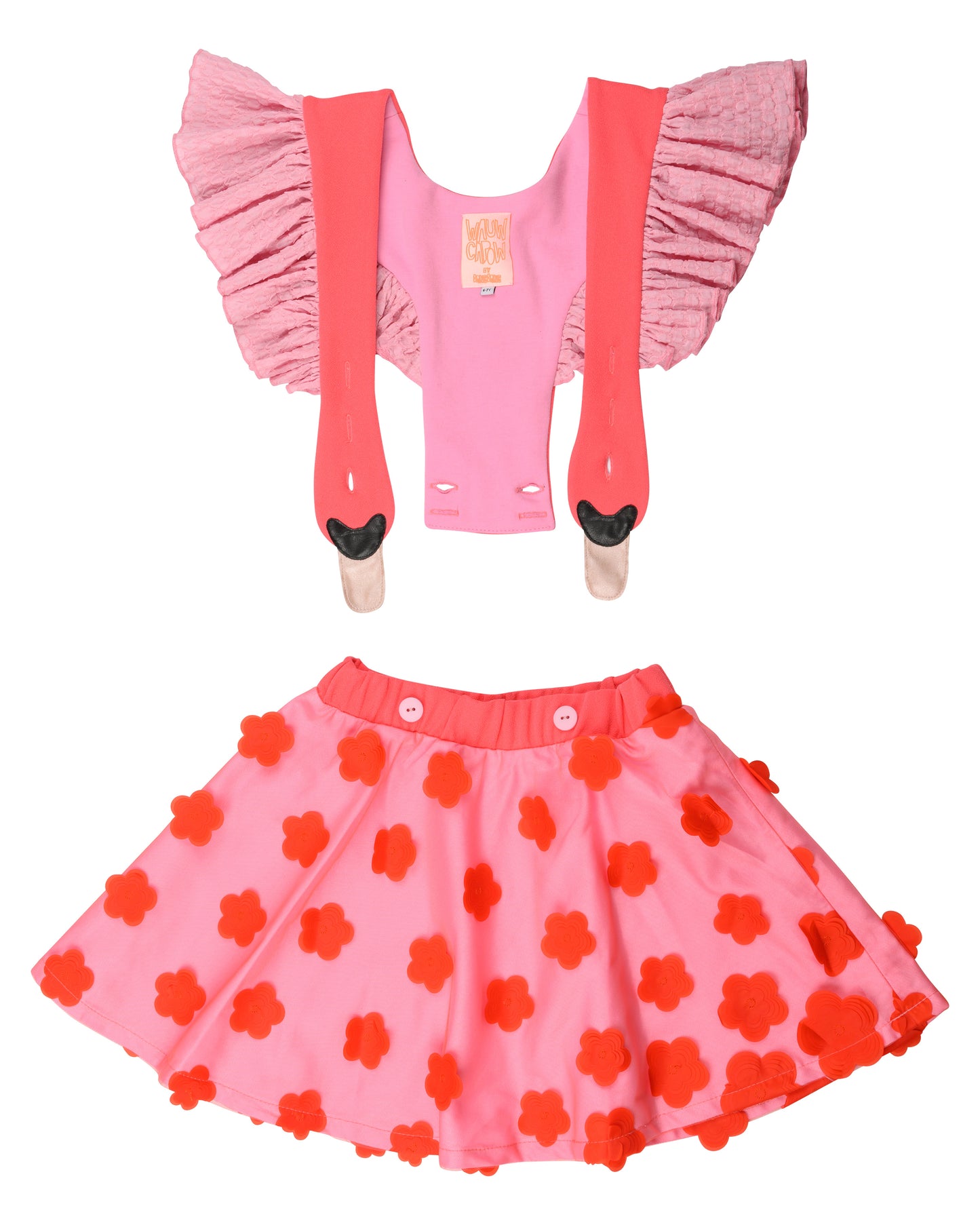 BIRD GIRL FRILL RED DRESS