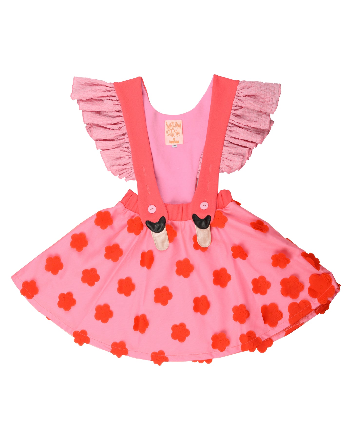 BIRD GIRL FRILL RED DRESS