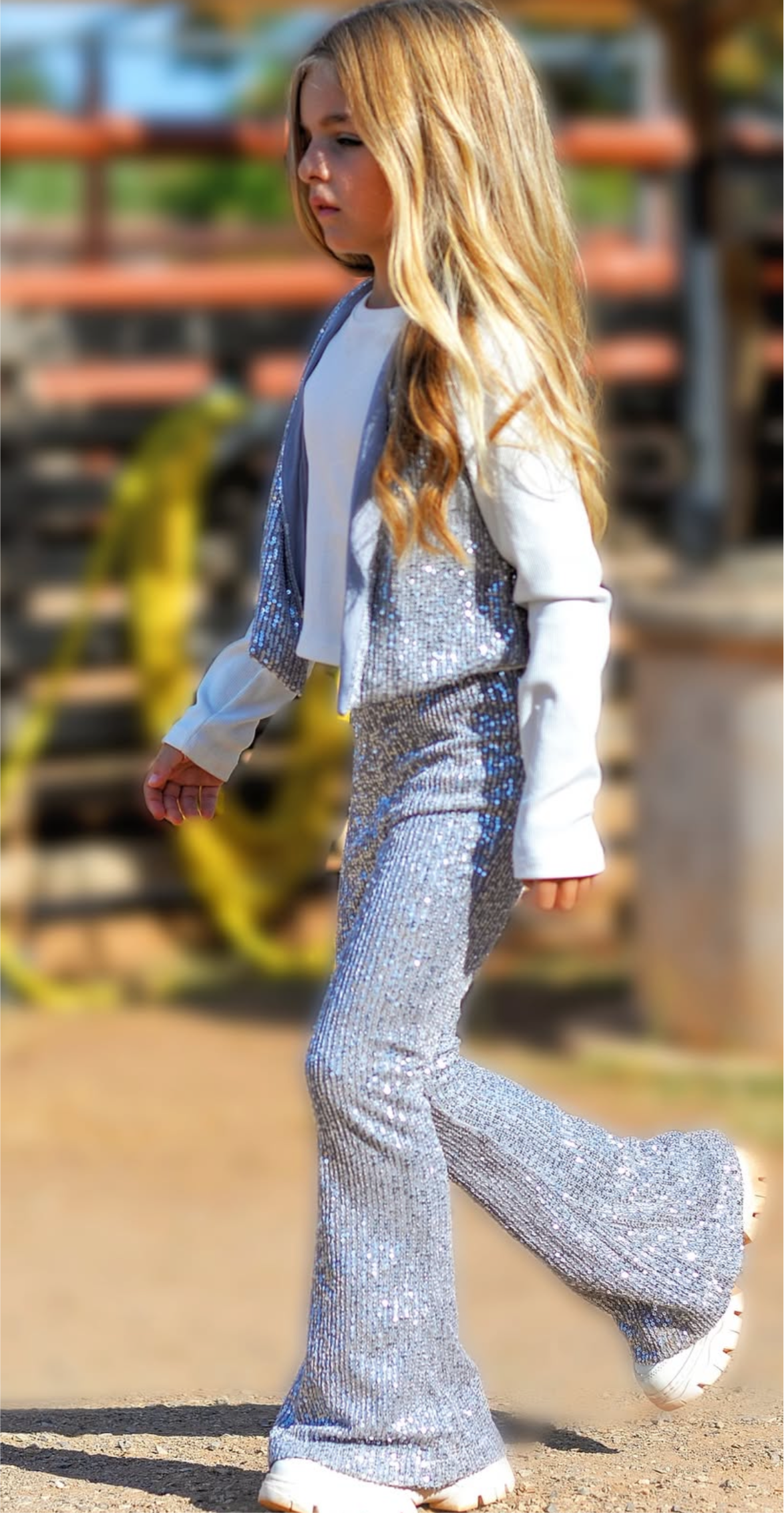 Silver shiny flare & vest