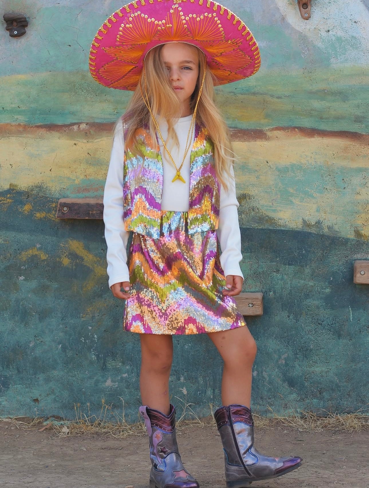 Disco ball mini skirt & vest