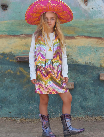 Disco ball mini skirt & vest