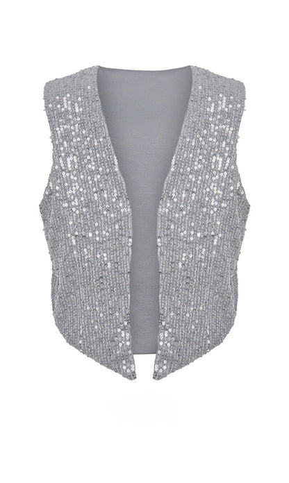 Silver shiny flare & vest
