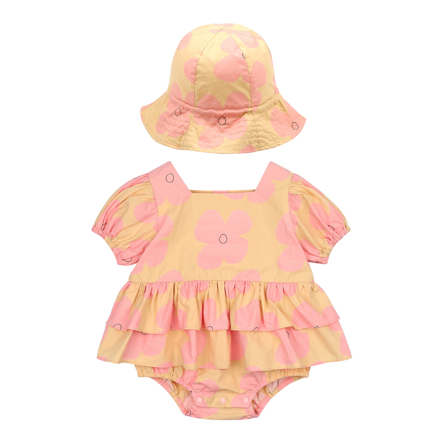 Pink Flower Baby Suit Set