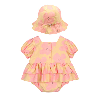 Pink Flower Baby Suit Set