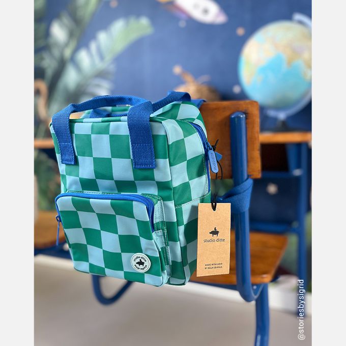 Green-blue blocks backpack - small