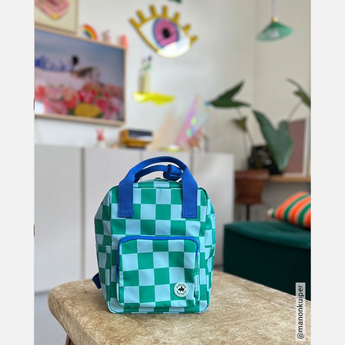 Green-blue blocks backpack - small