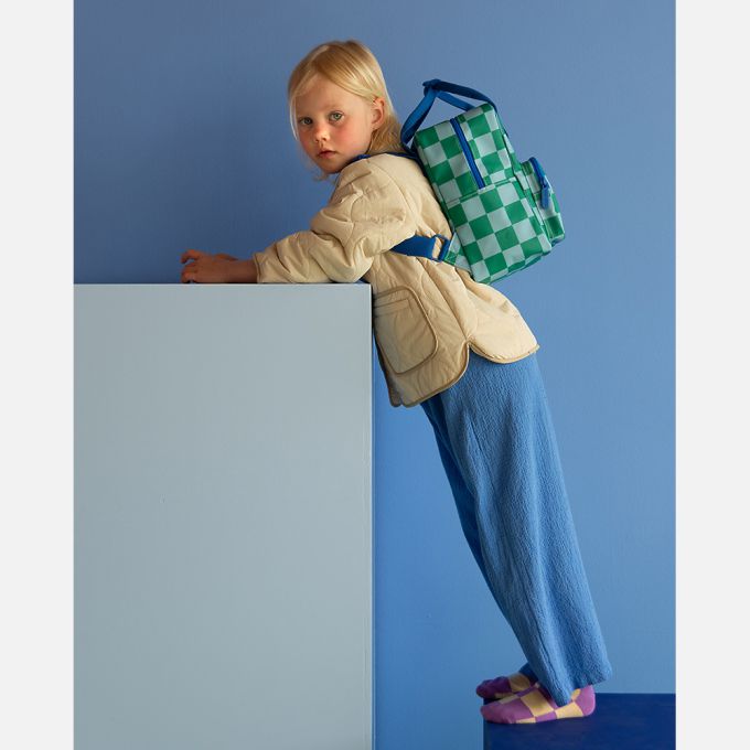 Green-blue blocks backpack - small