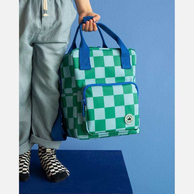 Green-blue blocks backpack - small