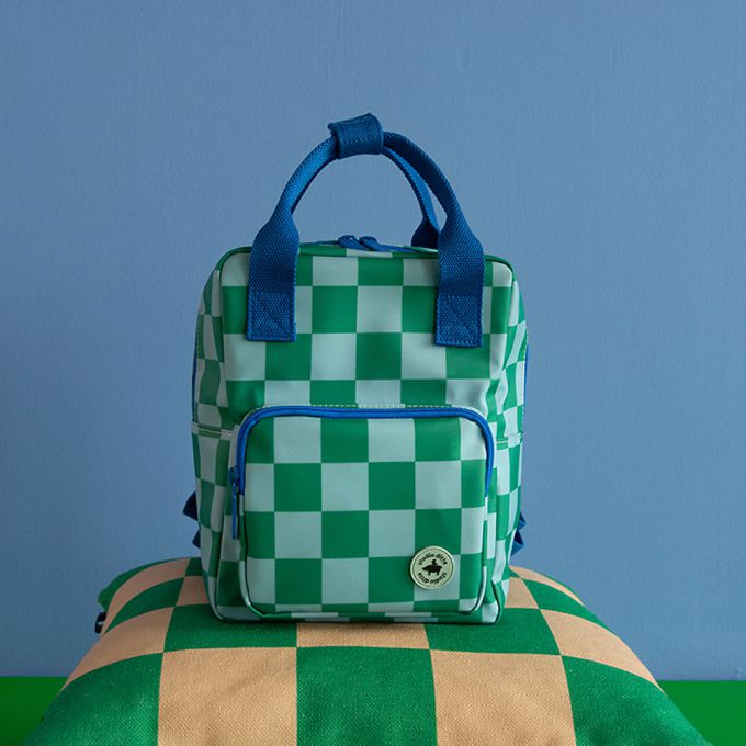 Green-blue blocks backpack - small