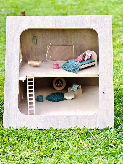 Mountain Cabin Dollhouse - Pink/Turquoise Mint