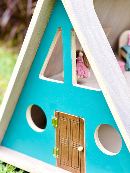 Mountain Cabin Dollhouse - Pink/Turquoise Mint