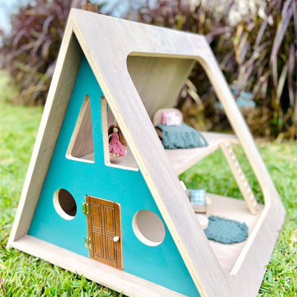 Mountain Cabin Dollhouse - Pink/Turquoise Mint